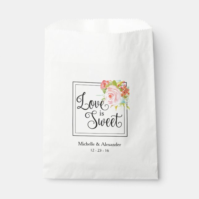Love is Sweet - Wedding Favour Bag, Shower Treats Favour Bag (Front)