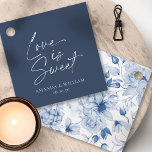 Love is Sweet Wedding Favour Tag<br><div class="desc">Add a romantic finishing touch to your wedding favours with this elegant “Love is Sweet” gift tag. The front features a classic navy blue background with delicate white script, personalised with the couple’s names and date. On the reverse, a sophisticated floral pattern adds a beautiful decorative element. Perfect for adorning...</div>