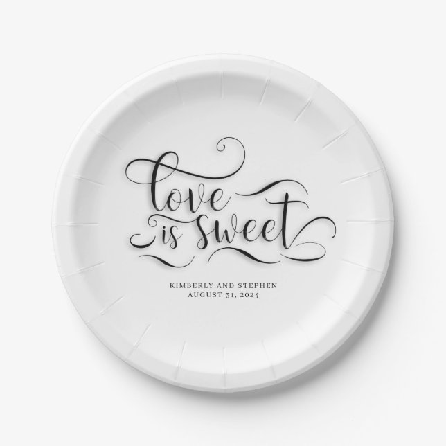 Love is Sweet Wedding Reception Paper Plate (Front)