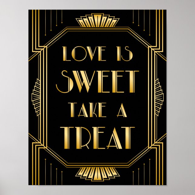 Love is Sweet Wedding Sign | Gatsby Art Deco (Front)