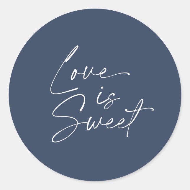 Love is Sweet Wedding Sticker – Navy & White (Front)