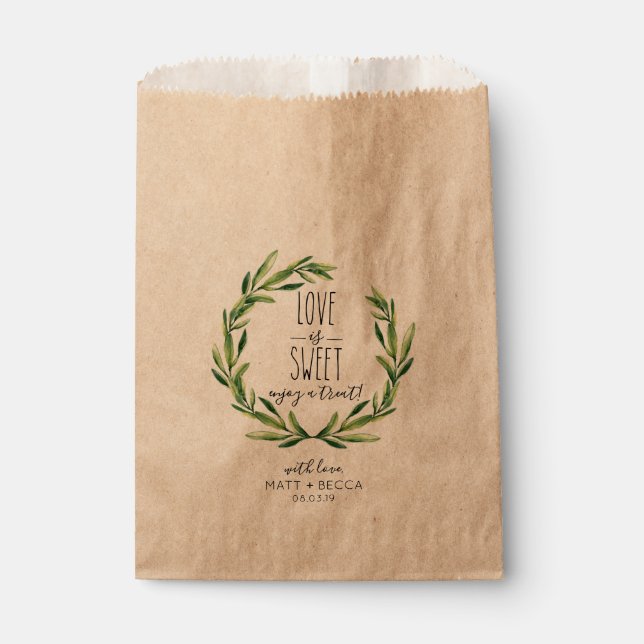 Love is Sweet Wedding Treat Kraft Favour Bag (Front)