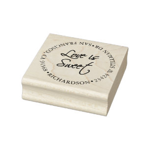 Love is Sweet with Address Rubber Stamp