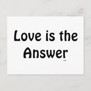 Love is the Answer Black on White Postcard