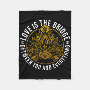 Love Is The Bridge Positive Message Lotus Yoga Med Fleece Blanket