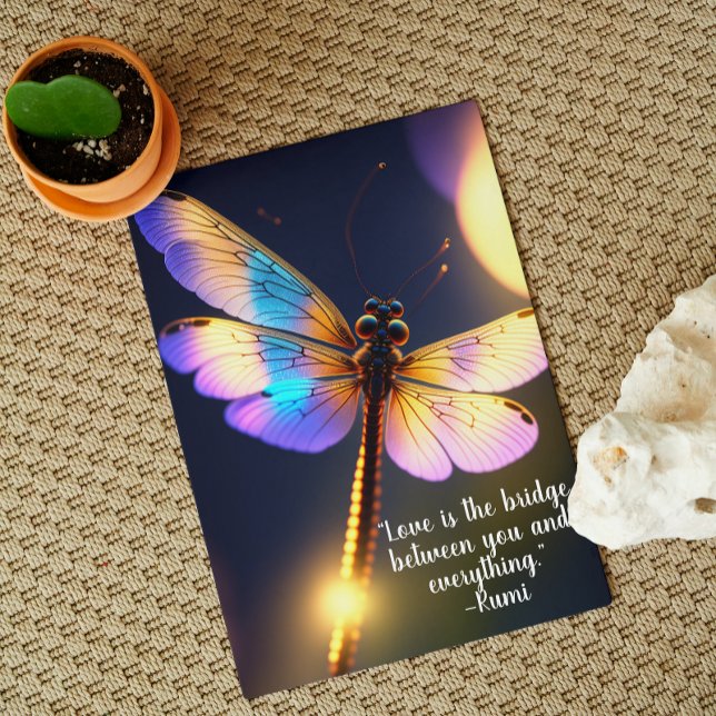 Love Is the Bridge Rumi Quote Dragonfly Greeting Card (A beautiful card to give or to frame...or both!)