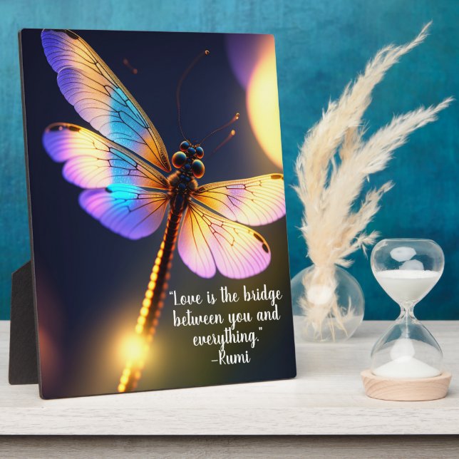 Love Is the Bridge Rumi Quote Dragonfly Tabletop Plaque (Side)