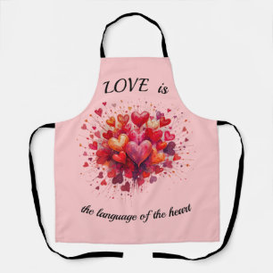 Love is the language of the heart, Valentine's Day Apron