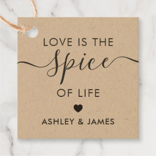 Love is the Spice of Life Wedding Tag, Kraft Favour Tags