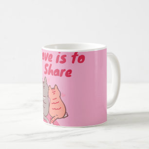  Love Is to Share Cute Cats  Coffee Mug