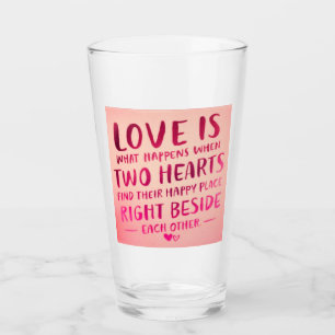 Love is two hearts, pink glass