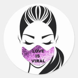 Love Is Viral Girl Coronavirus Classic Round Sticker