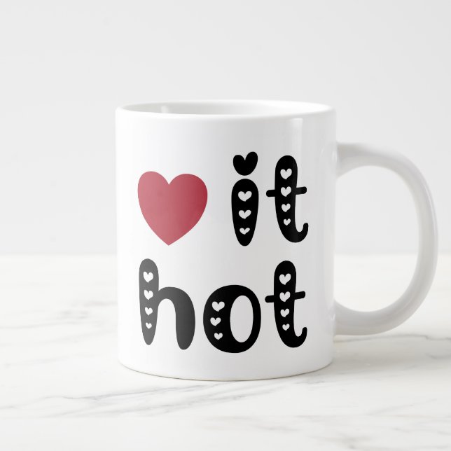 Love It Hot with Hearts Large Coffee Mug (Right)