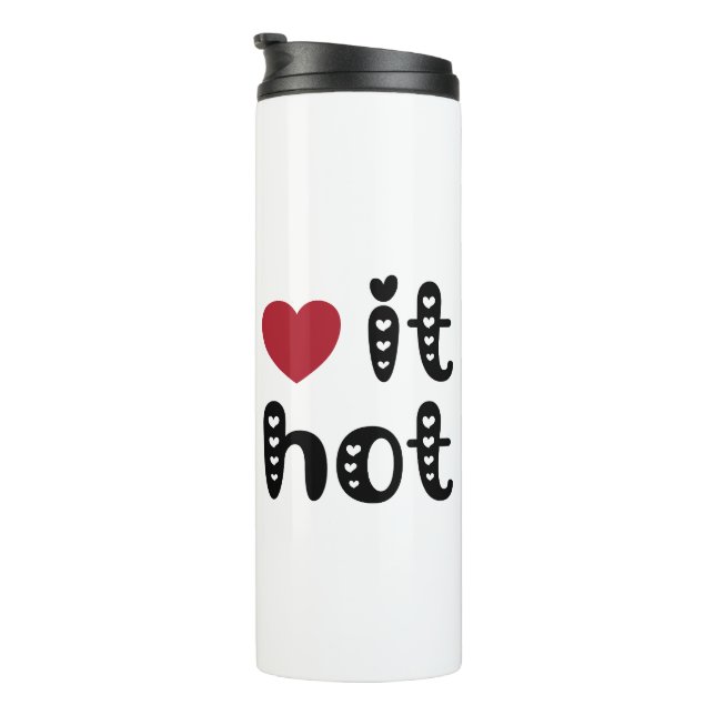 Love It Hot with Hearts Thermal Tumbler (Rotated Right)