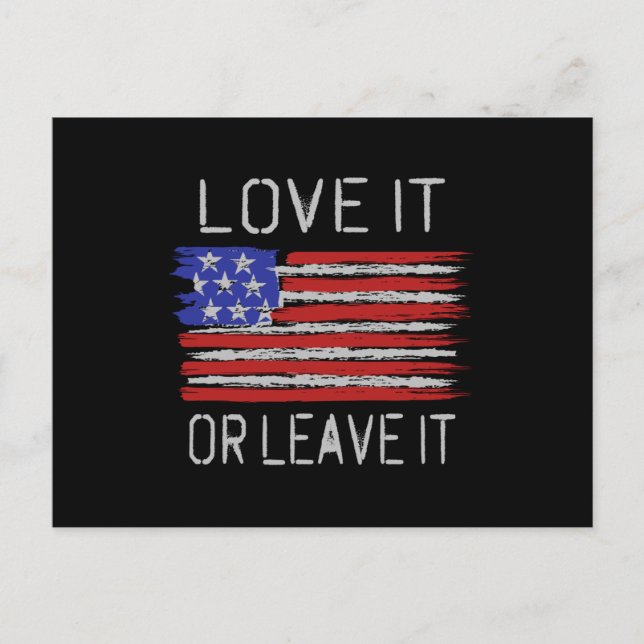 Love it or leave it USA Flag Postcard (Front)