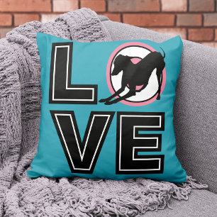 Love Italian Greyhound Black Typography Silhouette Cushion
