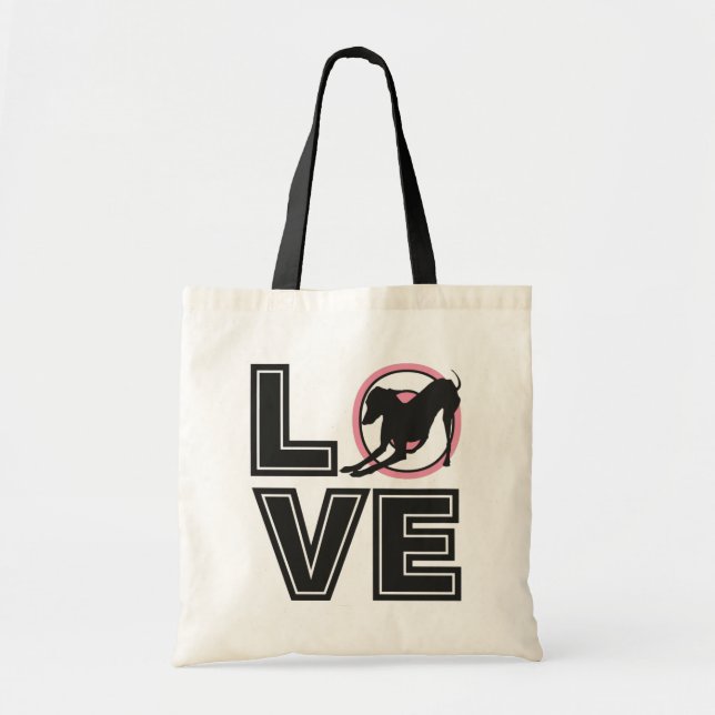 Love Italian greyhound Black Typography Silhouette Tote Bag (Front)