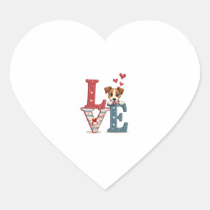 LOVE Jack Russell Terrier Dog Happy Valentines Day Heart Sticker