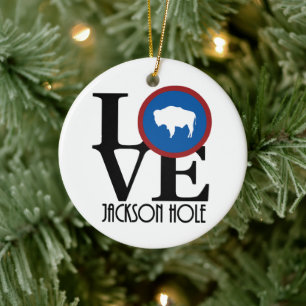 LOVE Jackson Hole Wyoming Ceramic Ornament