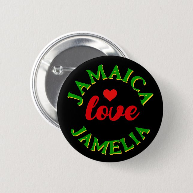 Love Jamaica 6 Cm Round Badge (Front & Back)