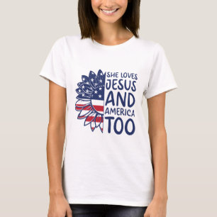 Love Jesus and America Too 4th July Tshirt