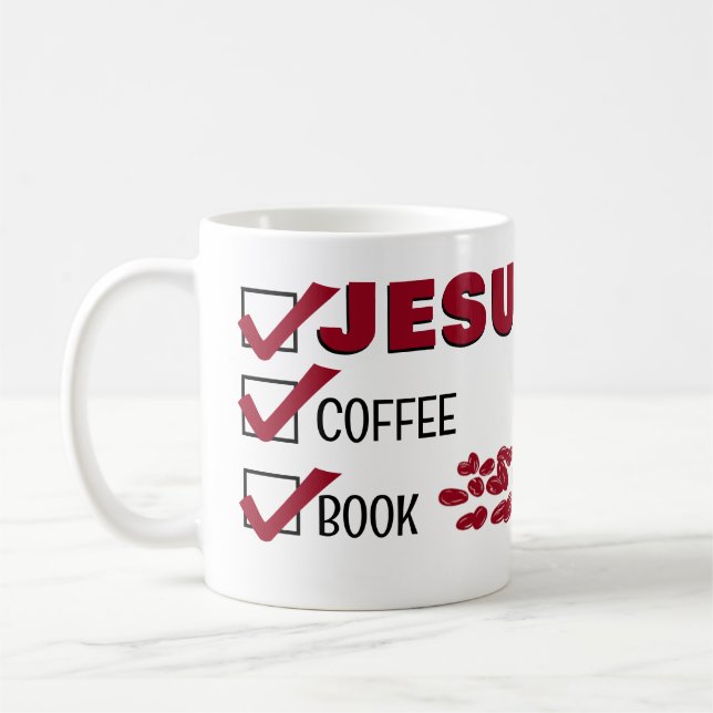 LOVE JESUS LOVE COFFEE LOVE READING Christian Coffee Mug (Left)