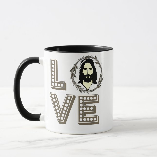 Love Jesus Mug - Christian Coffee Cup Scripture (Left)