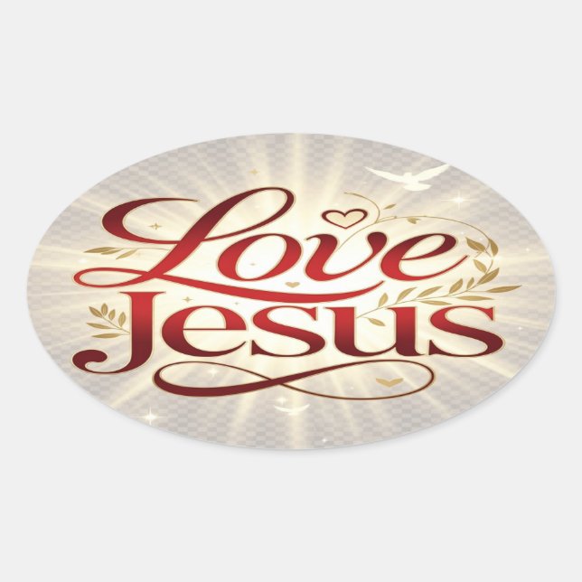 Love Jesus Oval Sticker (Front)
