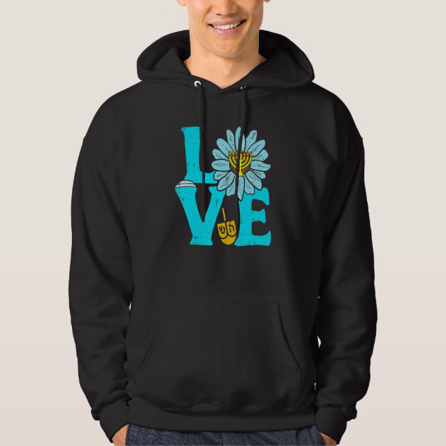 Love Jewish Daisy Hanukkah Pajamas Chanukah PJs Wo Hoodie (Front)