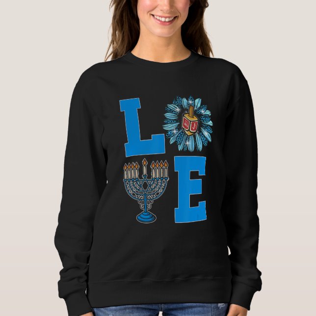 Love Jewish Daisy Hanukkah Pajamas Chanukah PJs Wo Sweatshirt (Front)