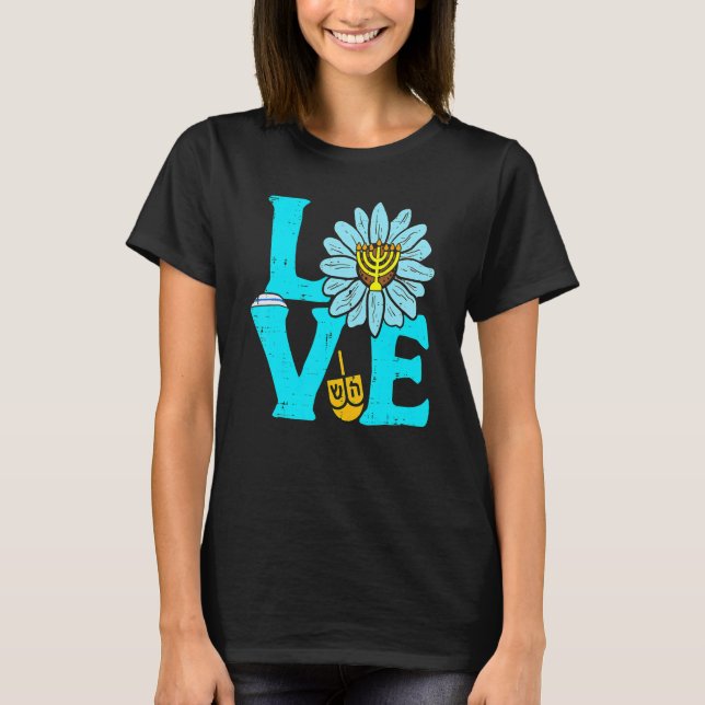 Love Jewish Daisy Hanukkah Pajamas Chanukah PJs Wo T-Shirt (Front)