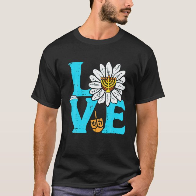 Love Jewish Daisy Hanukkah Pyjamas Chanukah PJs T-Shirt (Front)