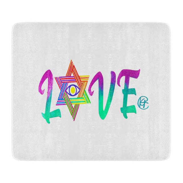 Love Jewish Evil Eye Star of David Cutting Board  (Front)