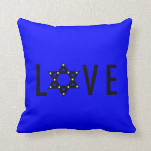"LOVE" JEWISH STAR OF DAVID CUSHION