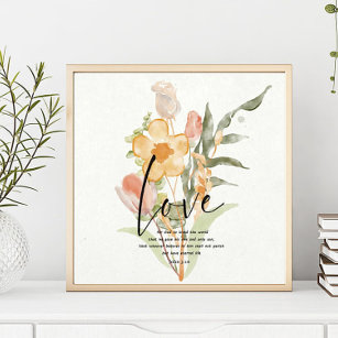 Love-John 3:16 orange floral Poster
