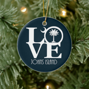 LOVE Johns Island, South Carolina Ceramic Ornament
