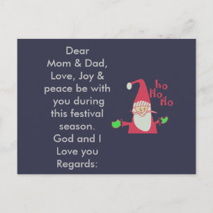 Love Joy and Peace Mum and Dad new inspired design Holiday Postcard