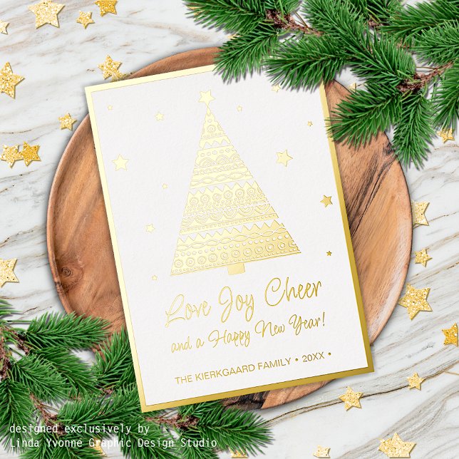 Love Joy Cheer Holiday Seasons Greetings Gold Foil Card (Creator Uploaded)