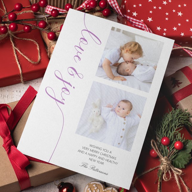 Love & Joy Christmas Script Photo Picture Holiday Card (Creator Uploaded)