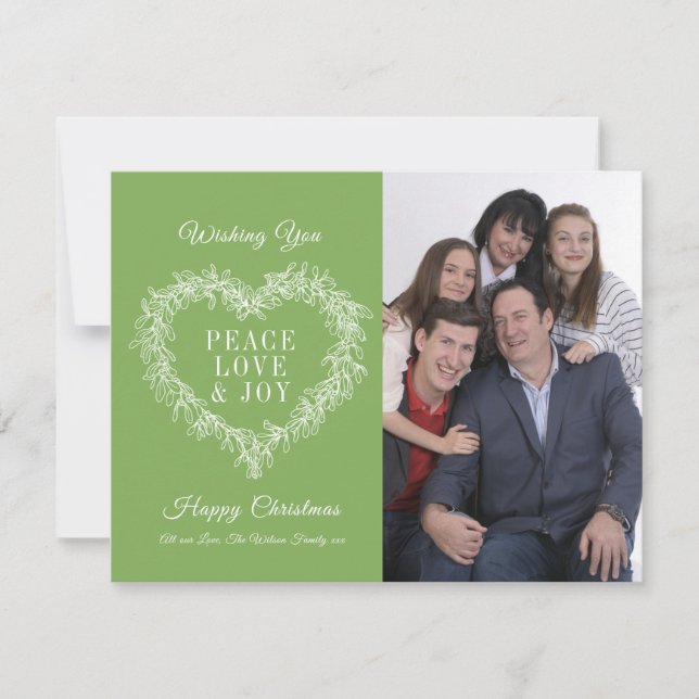Love joy green mistletoe heart photo Christmas (Front)