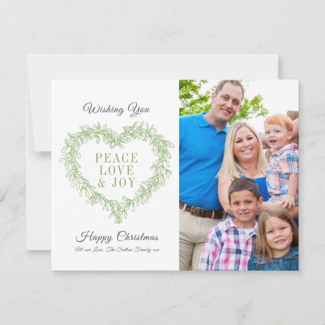 Love joy green mistletoe heart photo Christmas (Front)