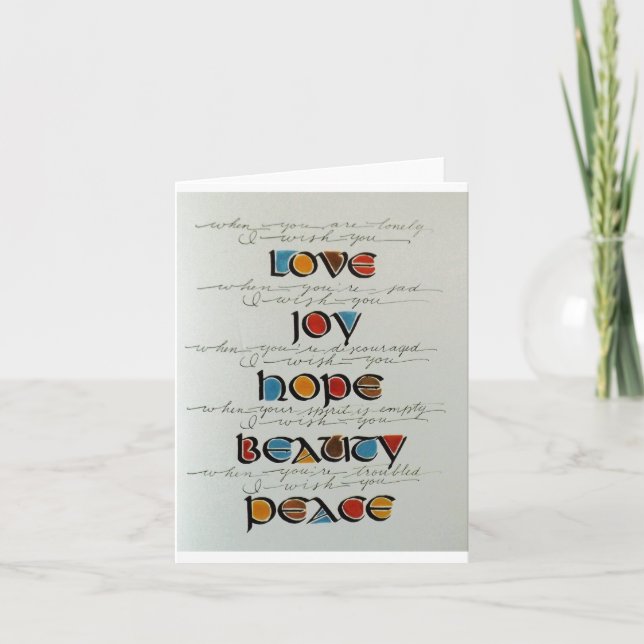LOVE JOY HOPE PEACE BEAUTY NOTECARD (Front)