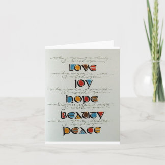 LOVE JOY HOPE PEACE BEAUTY NOTECARD