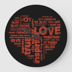 Love Joy Inspiration Words Valentine’s day Large Clock