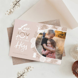 Love Joy & Lasting Hugs Woodland Animal Arch Photo Holiday Card