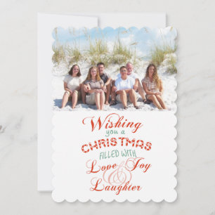 Love Joy Laughter Christmas Photo Flat Card