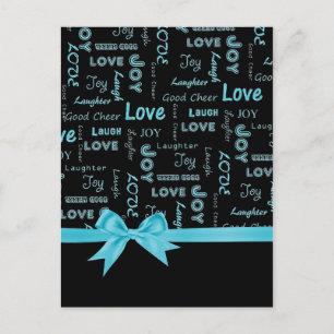 Love, Joy, Laughter, Laugh, Good Cheer words Postcard