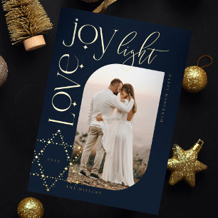 Love Joy Light Star of David Happy Hanukkah Photo Foil Holiday Card