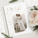 Love Joy Light Star of David Happy Hanukkah Photo Holiday Card<br><div class="desc">Elegant Hanukkah photo card featuring an elegant typography design "Love Joy Light" in faux gold wrapped around an arch photo frame. Sparkling gold stars create the star of David. The reverse side features an elegant starry twinkling star of David pattern. Artwork by Moodthology Papery.</div>