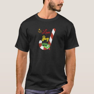 Love Joy Peace Christmas Candy Cane Star Long Slee T-Shirt